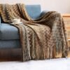 Throw Blanket Allyssa Cokelat 130x170 cm – Maiika Throw blanket Allyssa warna cokelat 130x170 cm sebagai dekorasi sofa
