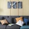 Sarung Bantal Plan Suede Navy 45x45 cm – Dekorasi Sofa – Maiika Sarung bantal Plan Suede warna navy 45x45 cm dalam penataan sofa ruang tamu