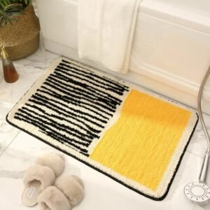 Keset Svartvit warna kuning 40x120 CM dengan motif abstrak