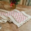 Detail motif geometris table runner Visby 9 warna cream red - Maiika