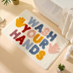 Keset Words B Wash Your Hands warna-warni ukuran 40x60 CM