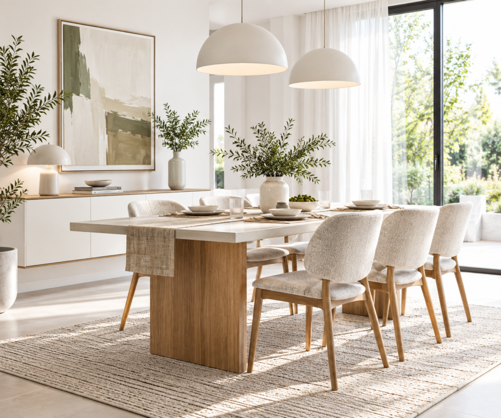 Inspirasi ruang makan modern minimalis dengan dekorasi natural MAIIKA