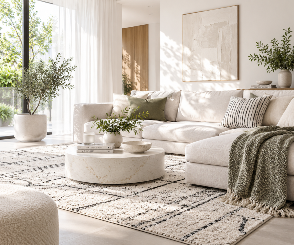 Inspirasi ruang tamu modern minimalis dengan dekorasi natural MAIIKA