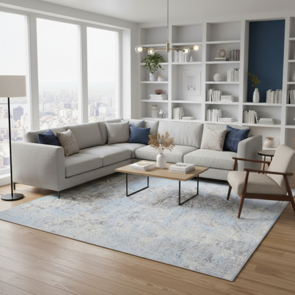 Karpet Bella A.15 Biru - Lifestyle Maiika Karpet Bella A.15 Biru di ruang tamu Maiika